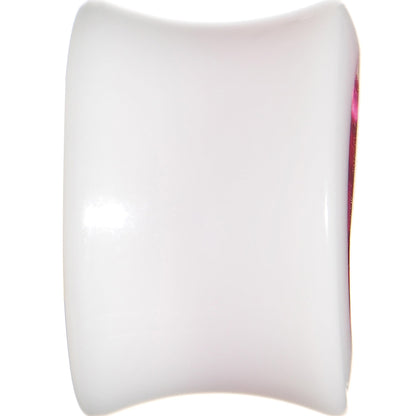 9/16 White Acrylic Pink Metallic Rose Flower Plug