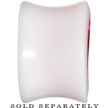 9/16 White Acrylic Pink Metallic Rose Flower Plug