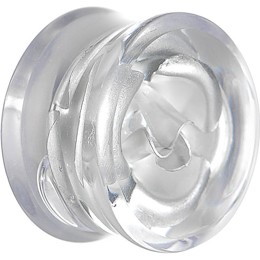 18mm Clear Acrylic Floating Silver Metallic Rose Flower Plug