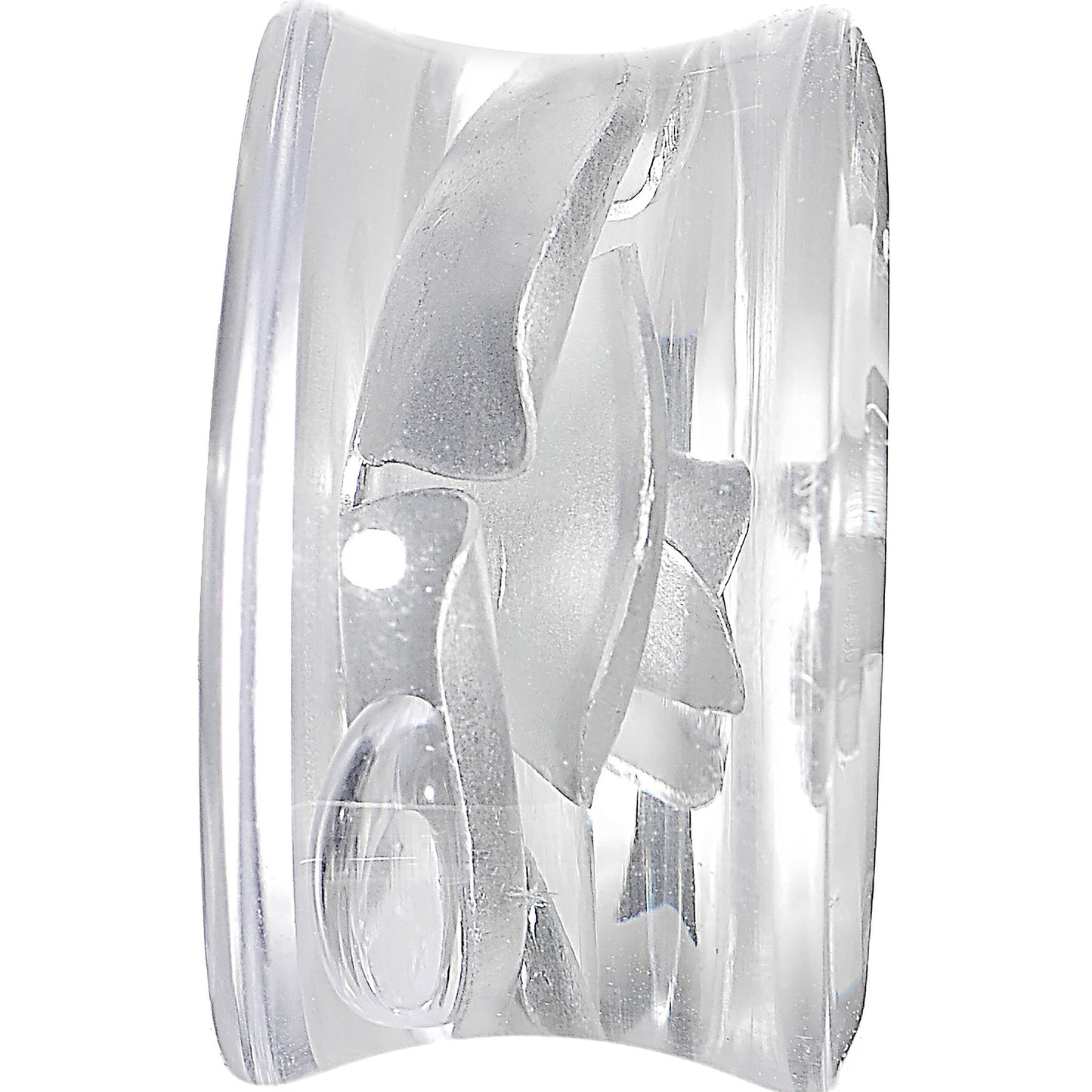 18mm Clear Acrylic Floating Silver Metallic Rose Flower Plug