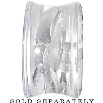 18mm Clear Acrylic Floating Silver Metallic Rose Flower Plug