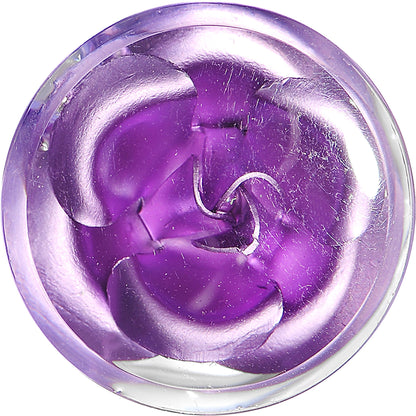 18mm Clear Acrylic Floating Purple Metallic Rose Flower Plug