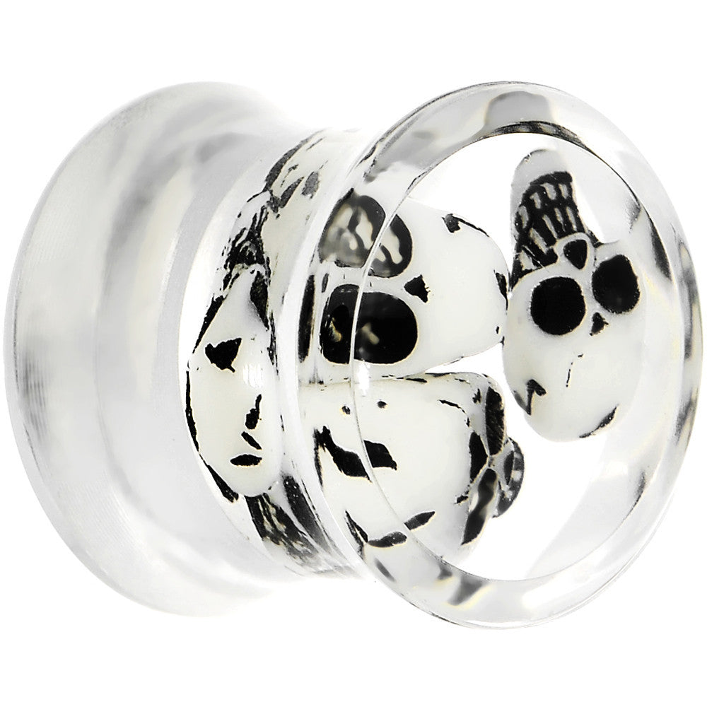 00G Clear Acrylic Spooky Skulls Saddle Plug
