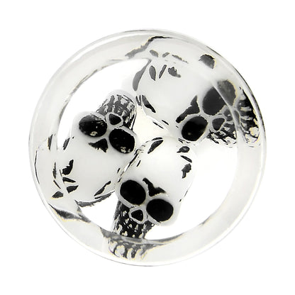 00G Clear Acrylic Spooky Skulls Saddle Plug