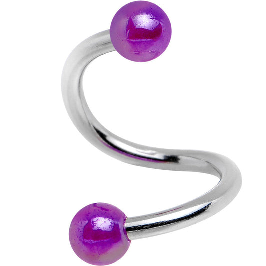 16G 5/16 Iridescent Purple Acrylic Ball Spiral Twister Ring
