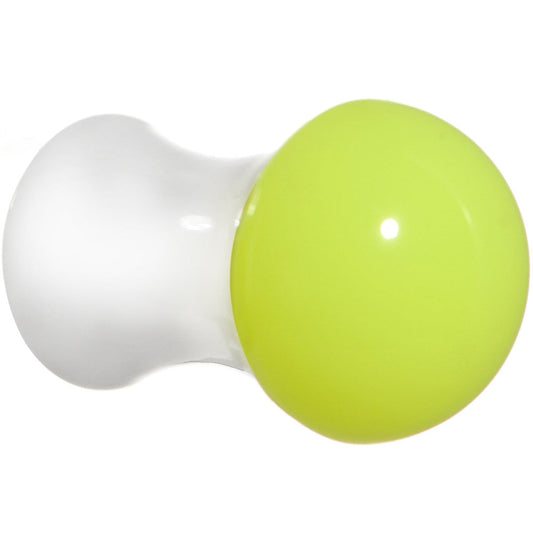 2G White Neon Yellow Acrylic Saddle Plug