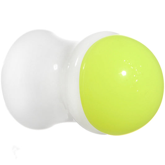 0G White Neon Yellow Acrylic Saddle Plug