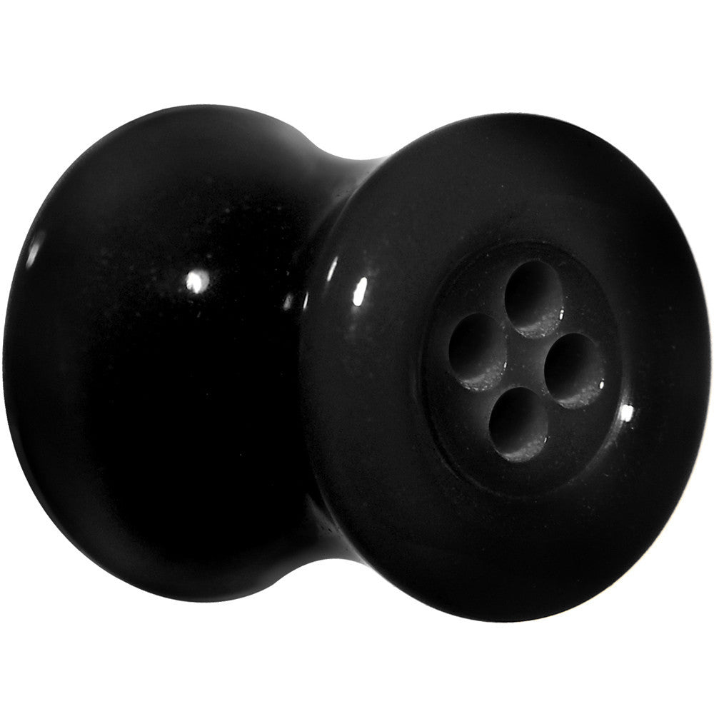 0G Acrylic Black Button Saddle Plug
