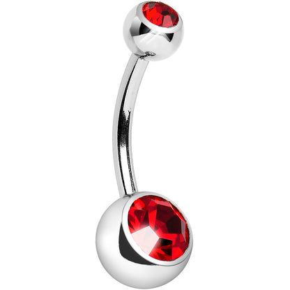 Internally Threaded Red Double Gem Belly Ring 11mm