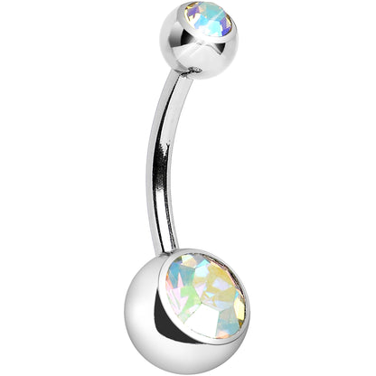 14G Internally Threaded Aurora Double Gem Belly Ring 11mm