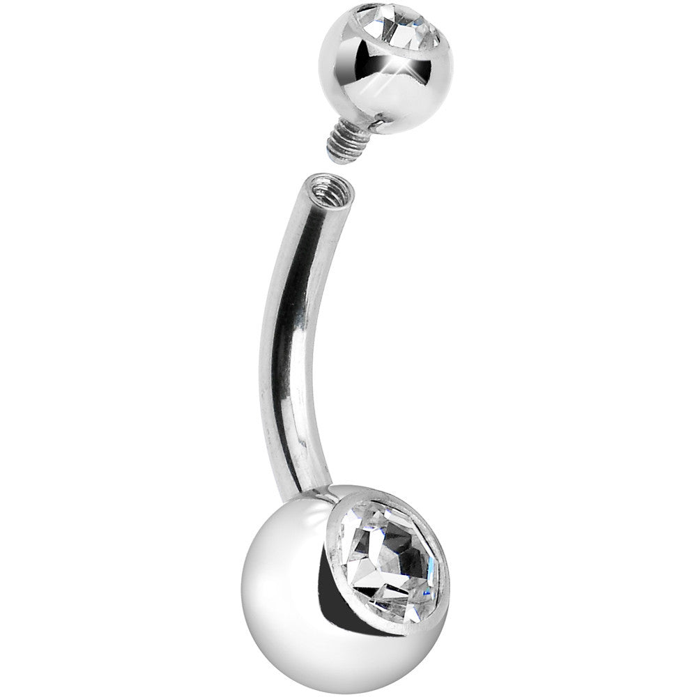 14G 5/16 Double Clear Gem Internally Threaded Belly Button Ring