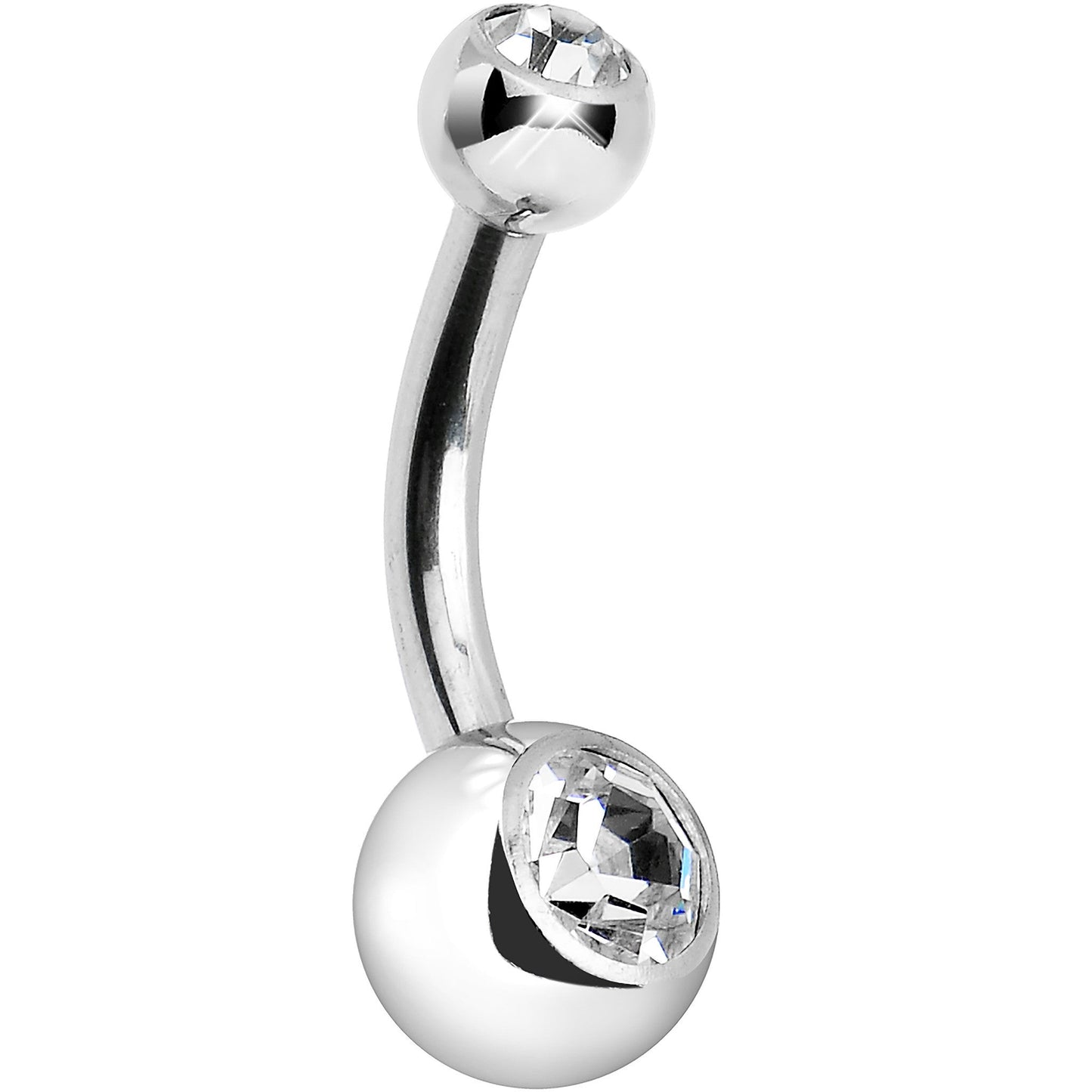 14G 5/16 Double Clear Gem Internally Threaded Belly Button Ring