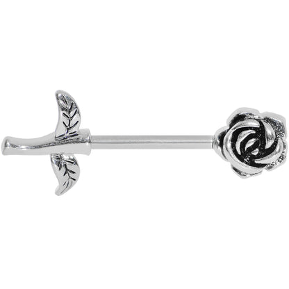 14G 5/8 Sprouting Rose Flower Barbell Nipple Ring Set