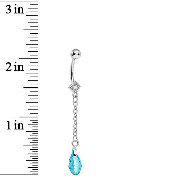 Chic Aqua Gem Chain Dangle Belly Ring