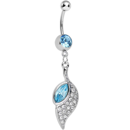 Aqua Gem Pleasant Wing Dangle Belly Ring