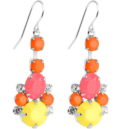 Clear Gem Multi Neon Balloons Chandelier Earrings