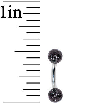 16G 1/4 Acrylic Black Glitter Rook Curved Barbell