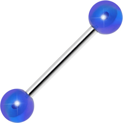 Blue Metallic Acrylic Barbell Tongue Ring