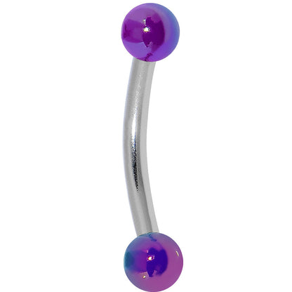 16G Metallic Acrylic Purple Curved Eyebrow Ring