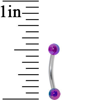 16G Metallic Acrylic Purple Curved Eyebrow Ring