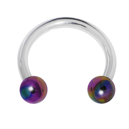 16G 5/16 Metallic Rainbow Horseshoe Circular Barbell