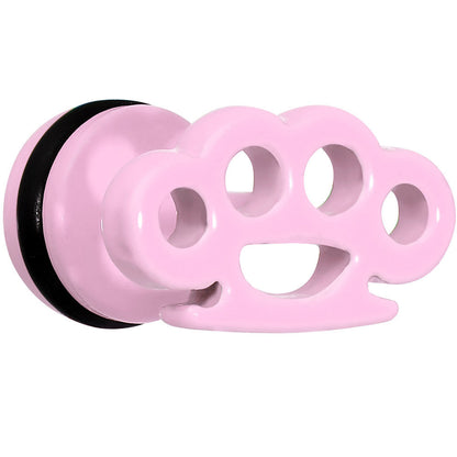 Pink Pastel Enamel Brass Knuckles Cheater Plug