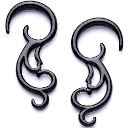 12G Black Acrylic Southwestern Swirls Spiral Taper Set
