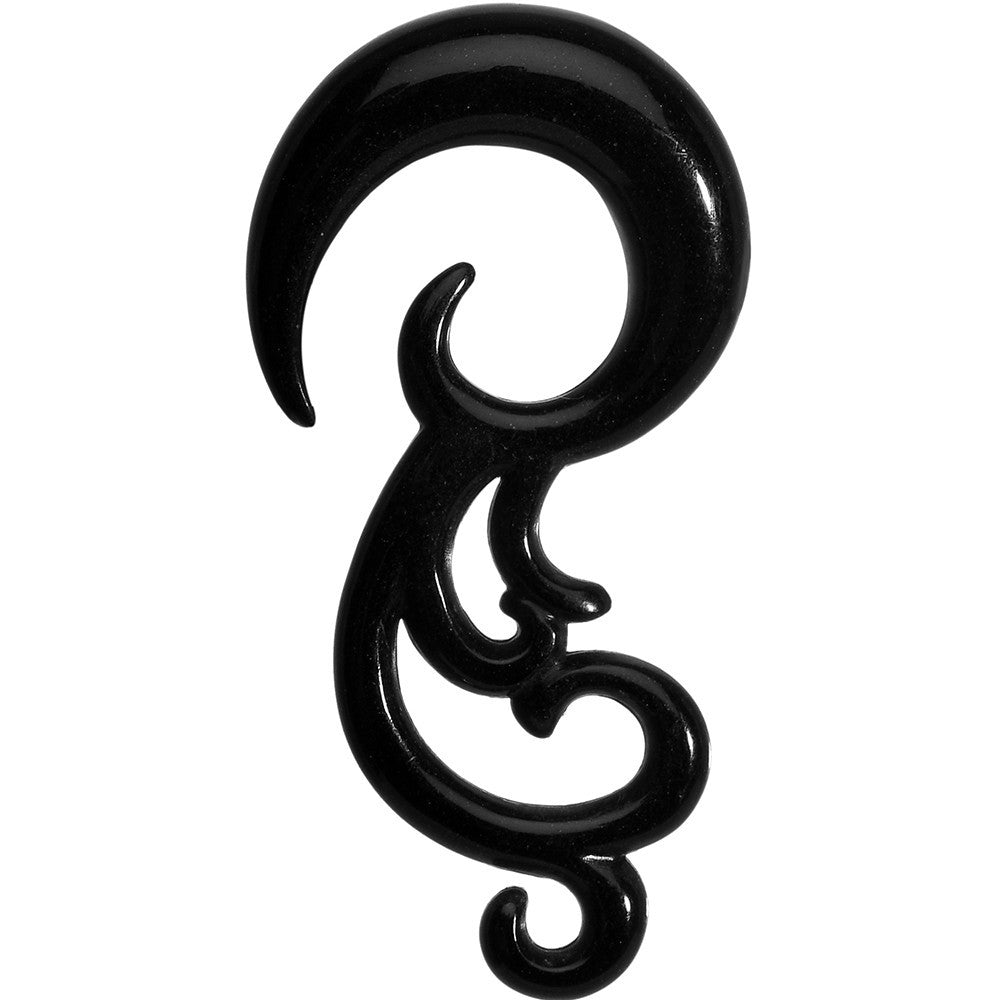 4G Black Acrylic Southwestern Swirls Taper Spiral Plug