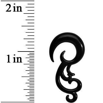 4G Black Acrylic Southwestern Swirls Taper Spiral Plug