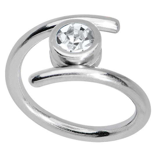 14G 7/16 Clear CZ Gem Coil Twist Belly Ring