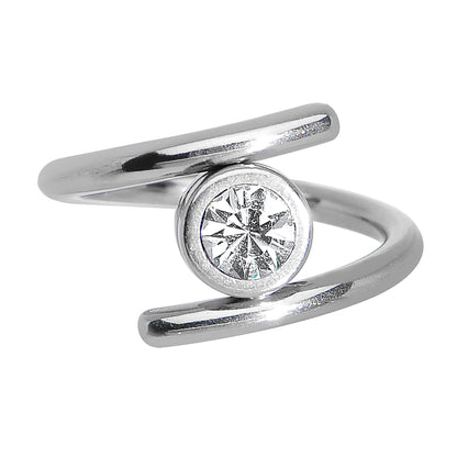 14G 7/16 Clear CZ Gem Coil Twist Belly Ring