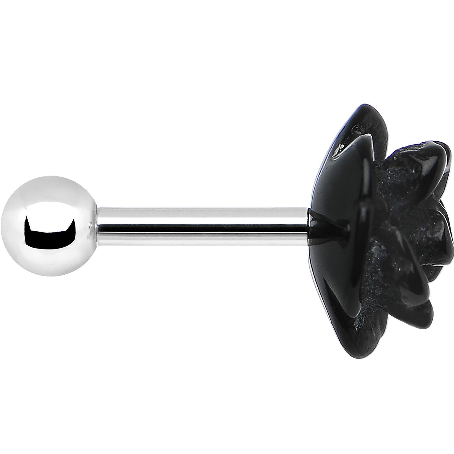 16G 1/4 Black Acrylic Rose Flower Tragus Cartilage Earring