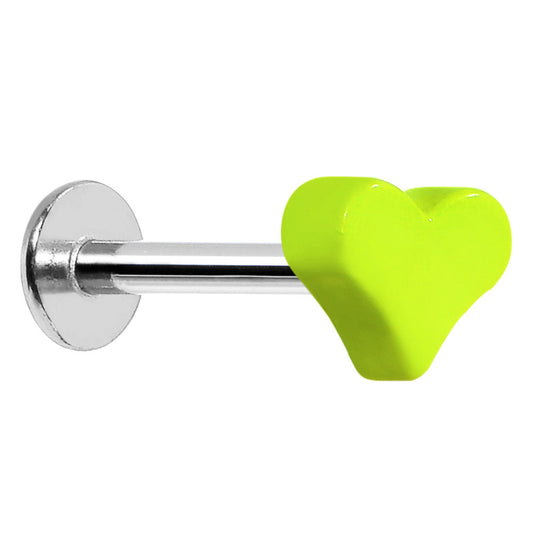 16G Yellow Neon Heart Labret Monroe Tragus Ring - 5/16