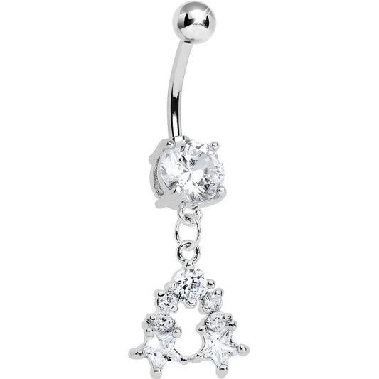 Clear Gem Twin Stars Dangle Belly Ring