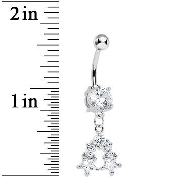 Clear Gem Twin Stars Dangle Belly Ring