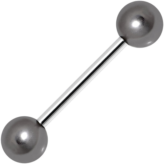 Grey Faux Pearl Acrylic Barbell Tongue Ring