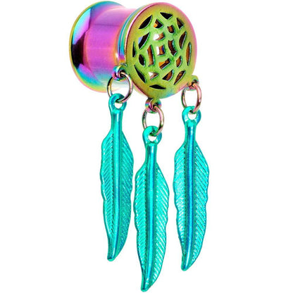 Rainbow Titanium Dreamcatcher Dangle Tunnel Set Sizes 5mm to 12mm