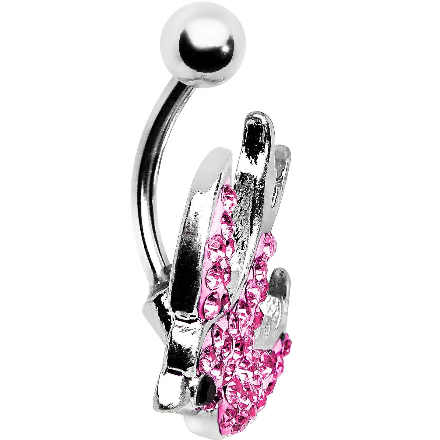 Pink Gem Soaring  Bird Belly Ring
