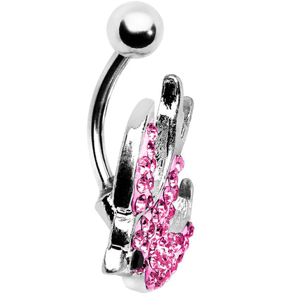 Pink Gem Soaring  Bird Belly Ring