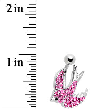 Pink Gem Soaring  Bird Belly Ring