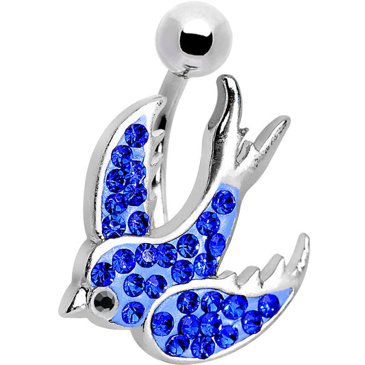 Blue Gem Soaring  Bird Belly Ring