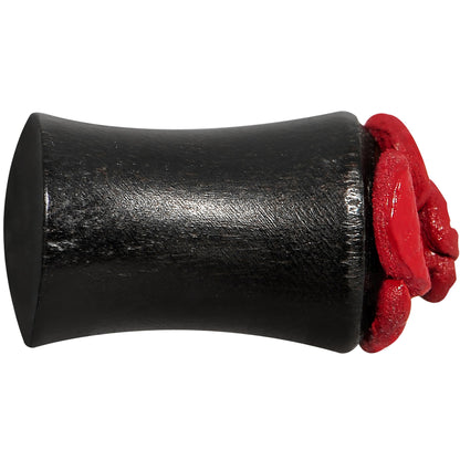 2G Organic Double Flare Arang Wood Plug Red Leather Rose