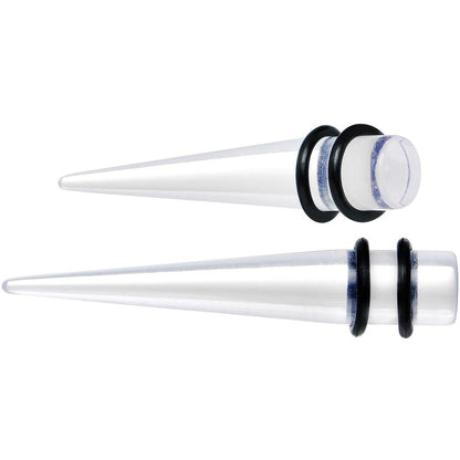 14G to 00G 18 Piece Set Ear Stretching Kit in Clear Acrylic