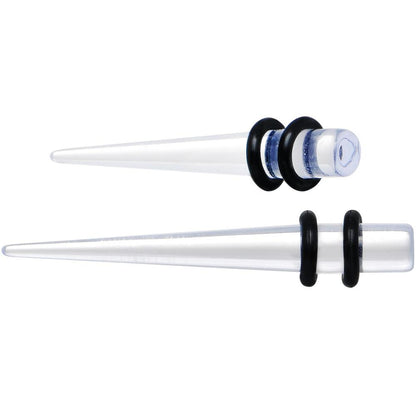 14G to 00G 18 Piece Set Ear Stretching Kit in Clear Acrylic