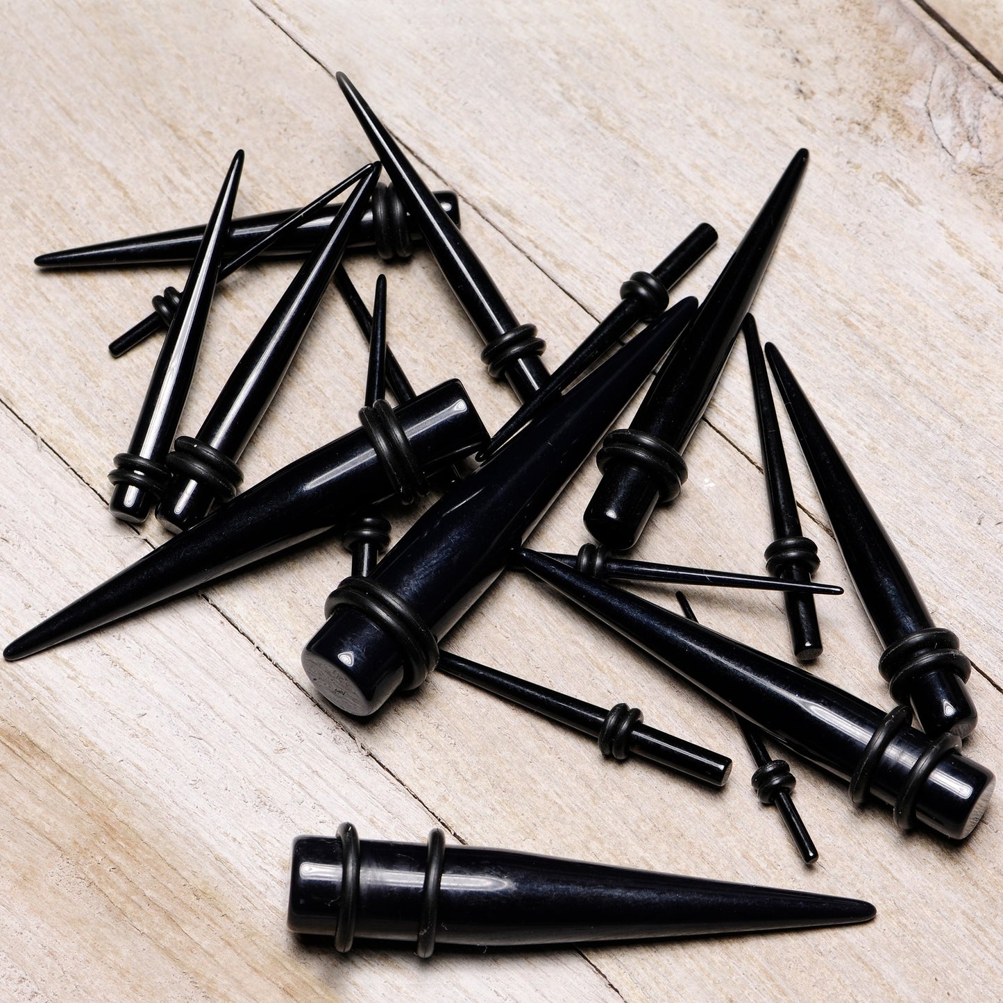 14G to 00G 18 Piece Black Acrylic Ear Stretching Taper Kit