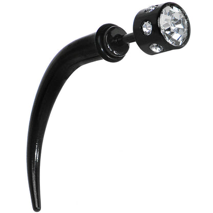 Black Glitzy Clear Gem Fake Talon Taper Plug