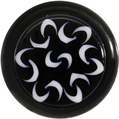 Black White Trippy Flower Tribal Cheater Plug Set