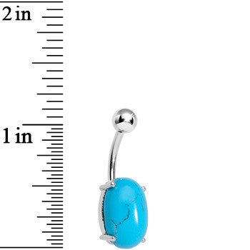 14mm Turquoise Oval Semi Precious Stone Belly Ring