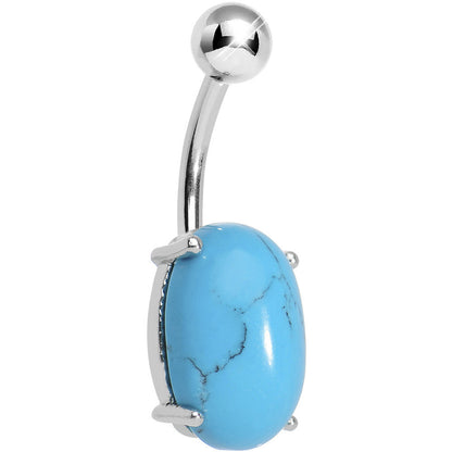14mm Turquoise Oval Semi Precious Stone Belly Ring