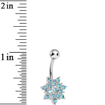 Aqua Gem Sparkling Snowflake Belly Ring